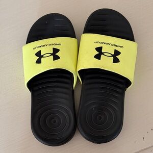 Under Armour Yellow and Black Slide Sandals